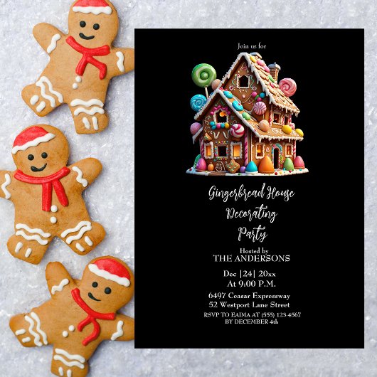 Feestelijk Gingerbread House Kerstfeest Kaart