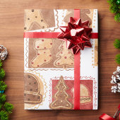 Feestelijk Gingerbread Postzegel Motief Cadeaupapier