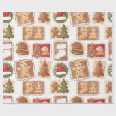 Feestelijk Gingerbread Postzegel Motief Cadeaupapier (Vlak)