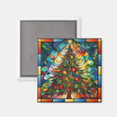 Feestelijk Glas-in-Lood Kerstmis Magneet (Voorkant / Achterkant)