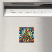 Feestelijk Glas-in-Lood Kerstmis Magneet (Insitu (Vaatwasser))