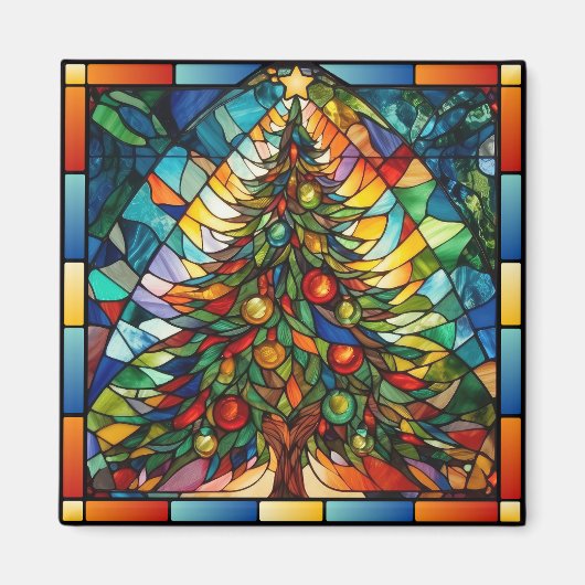 Feestelijk Glas-in-Lood Kerstmis Magneet (Voorkant)