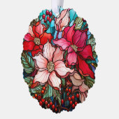 Feestelijk Glas in lood Kerstmis Poinsettias Ornament Kaart (Links)