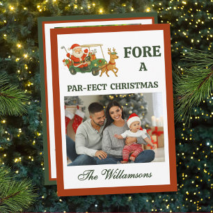 * Feestelijk Golf Thema Twee Foto Kerstmis Feestdagenkaart