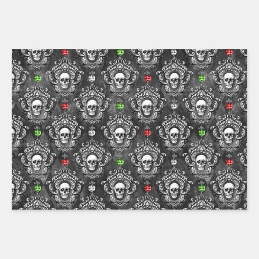 Feestelijk Gotische Schedel Kerst Wrapping Papier Inpakpapier Vel (Voorkant 3)
