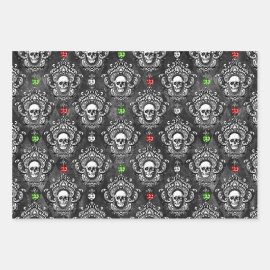 Feestelijk Gotische Schedel Kerst Wrapping Papier Inpakpapier Vel (Voorkant 2)