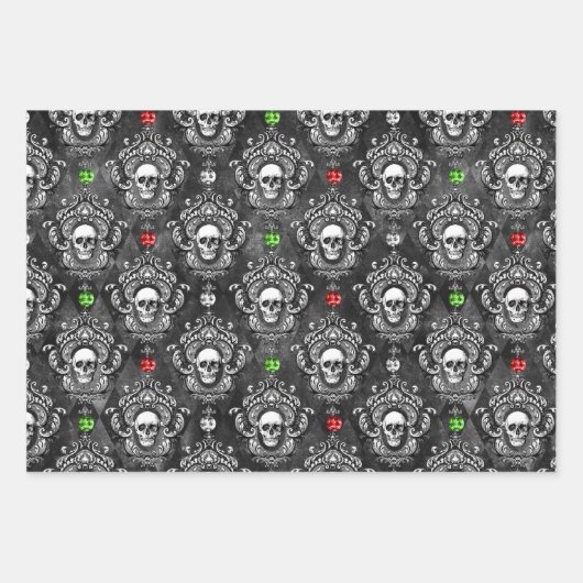 Feestelijk Gotische Schedel Kerst Wrapping Papier Inpakpapier Vel (Voorkant)