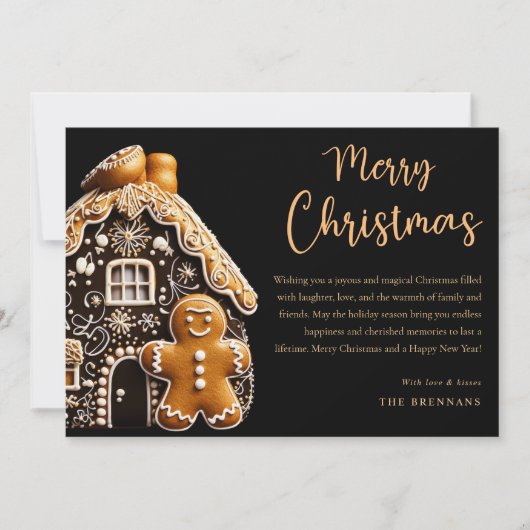 Feestelijk Goud Gingerbread Vrolijk Kerstfeest Feestdagenkaart (Voorkant)