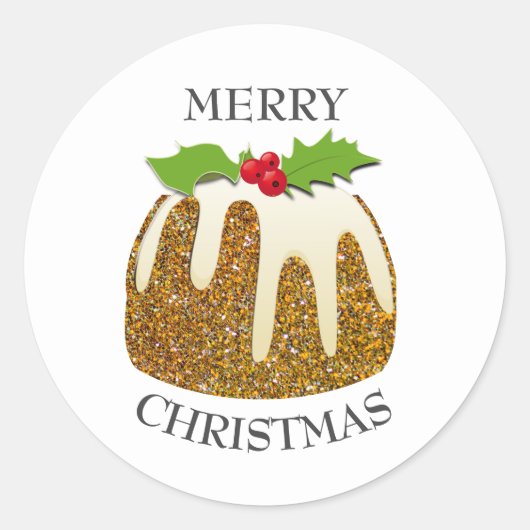 Feestelijk GOUD | Glitter Sparkle | Kerstpudding Ronde Sticker (Voorkant)