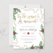 Feestelijk goud is het seizoen van de kerst bruilo magnetische uitnodiging (Voorkant)