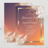 Feestelijk Goud Lijst Boho Flowers Pensionering Kaart (Voorkant / Achterkant)