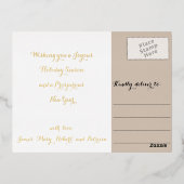 Feestelijk Goud Script Vrolijk Kerstfeest Kerstman Folie Uitnodiging Briefkaart (Achterkant)