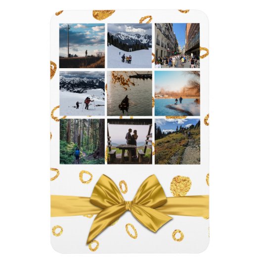 Feestelijk Gouden Gift Negen Fotocollage Magneet (Verticaal)