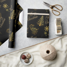 Feestelijk gouden kerstcadeaupapier cadeaupapier