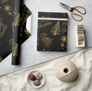 Feestelijk gouden kerstcadeaupapier cadeaupapier