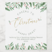 Feestelijk Gouden Kerstmis Typografie Proost Nieuw Wijn Etiket (Enkel label)