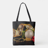 Feestelijk gouden Ornament en lint Tote Bag (Achterkant)