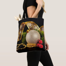 Feestelijk gouden Ornament en lint Tote Bag