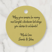 Feestelijk Grappig Zwart & Goud Inclusief Vakantie Bedankjes Labels (Achterkant)