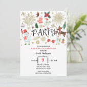 Feestelijk grillig Schattige kerstfeest Kaart (Staand voorkant)