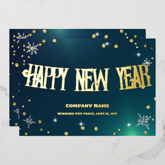 Feestelijk Groen 2024 Bedrijf Rode Lint Folie Feestdagenkaart (Voorkant / Achterkant)