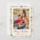 Feestelijk groen & bogen Vrolijk Kerstmis 1 Foto Feestdagenkaart (Voorkant)