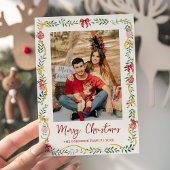 Feestelijk groen & bogen Vrolijk Kerstmis 1 Foto Feestdagenkaart