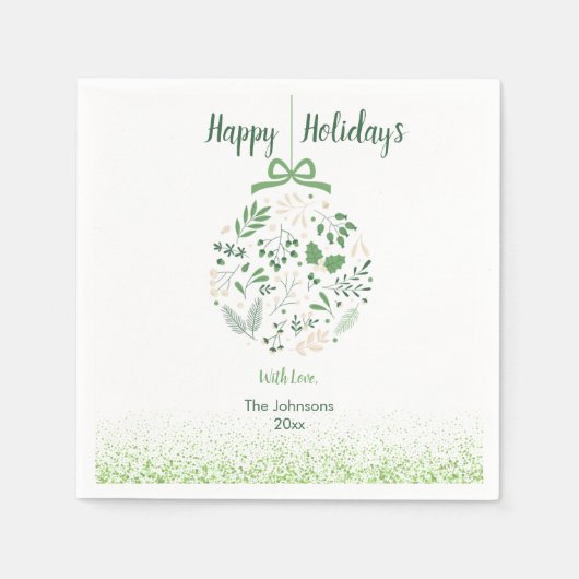 Feestelijk groen botanisch kerstfeest servet (Voorkant)