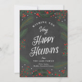 Feestelijk groen en bessen op maat feestdagenkaart (Voorkant)