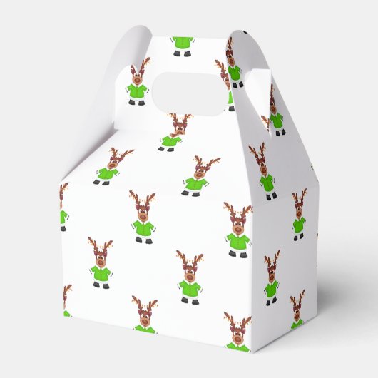 Feestelijk groen en goud Kasky Kerstrendier Bedankdoosjes (Voorkant Zijde)