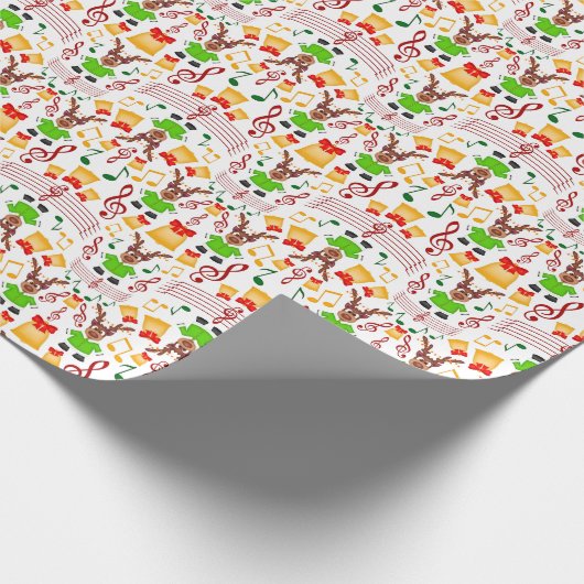 Feestelijk groen en goud Kasky Kerstrendier Cadeaupapier (Hoek)