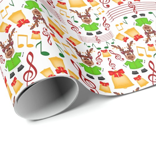 Feestelijk groen en goud Kasky Kerstrendier Cadeaupapier (Rol Hoek)