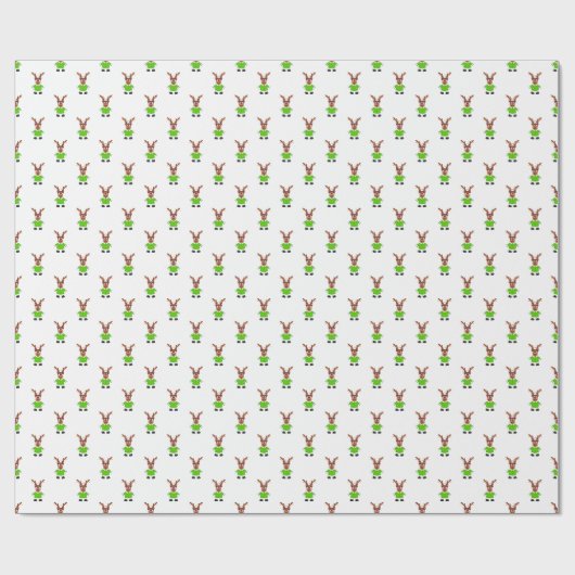 Feestelijk groen en goud Kasky Kerstrendier Cadeaupapier (Vlak)