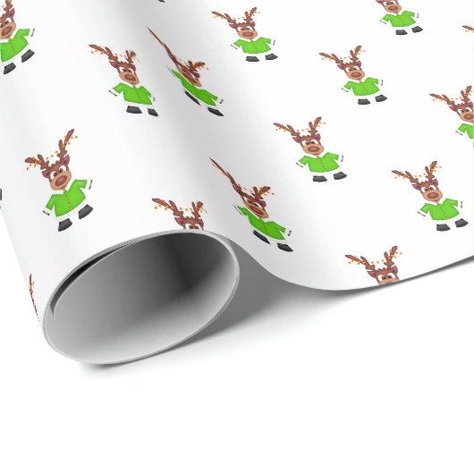 Feestelijk groen en goud Kasky Kerstrendier Cadeaupapier (Rol Hoek)