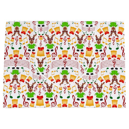 Feestelijk groen en goud Kasky Kerstrendier Groot Cadeauzakje (Voorkant)