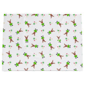 Feestelijk groen en goud Kasky Kerstrendier Groot Cadeauzakje (Voorkant)