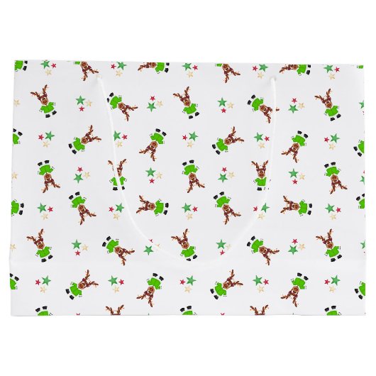 Feestelijk groen en goud Kasky Kerstrendier Groot Cadeauzakje (Achterkant)