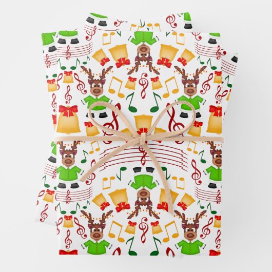 Feestelijk groen en goud Kasky Kerstrendier Inpakpapier Vel (In situ)
