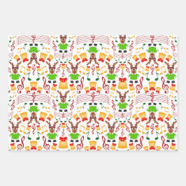 Feestelijk groen en goud Kasky Kerstrendier Inpakpapier Vel