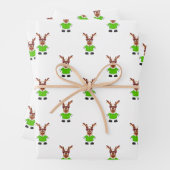Feestelijk groen en goud Kasky Kerstrendier Inpakpapier Vel (In situ)