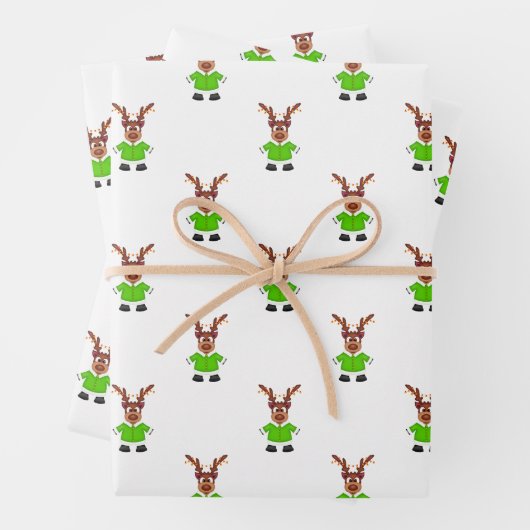 Feestelijk groen en goud Kasky Kerstrendier Inpakpapier Vel (In situ)