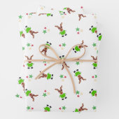Feestelijk groen en goud Kasky Kerstrendier Inpakpapier Vel (In situ)