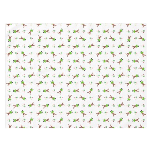 Feestelijk groen en goud Kasky Kerstrendier Tafelkleed (Voorkant (Horizontaal))