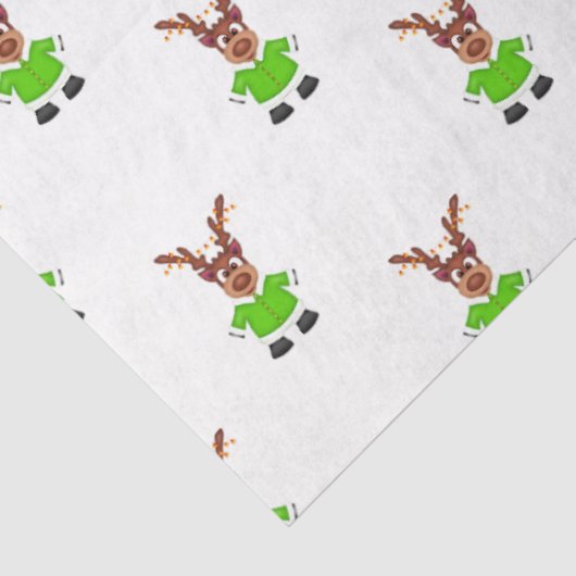 Feestelijk groen en goud Kasky Kerstrendier Tissuepapier (Detail)