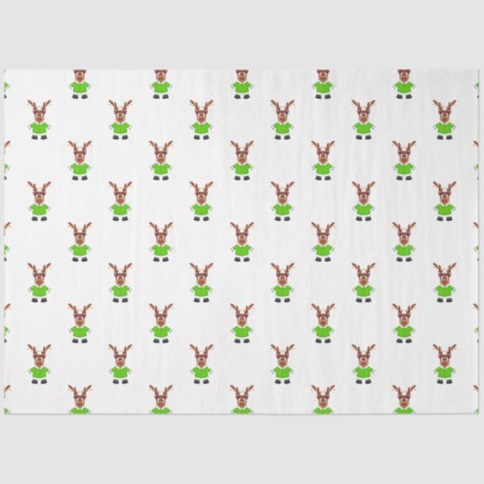 Feestelijk groen en goud Kasky Kerstrendier Tissuepapier (Voorkant)