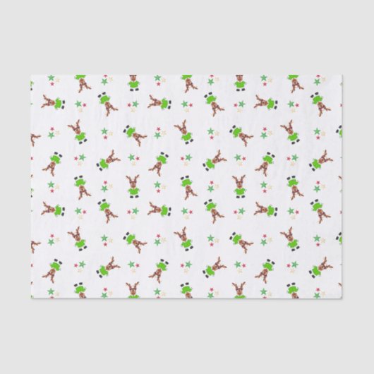 Feestelijk groen en goud Kasky Kerstrendier Tissuepapier (Voorkant)