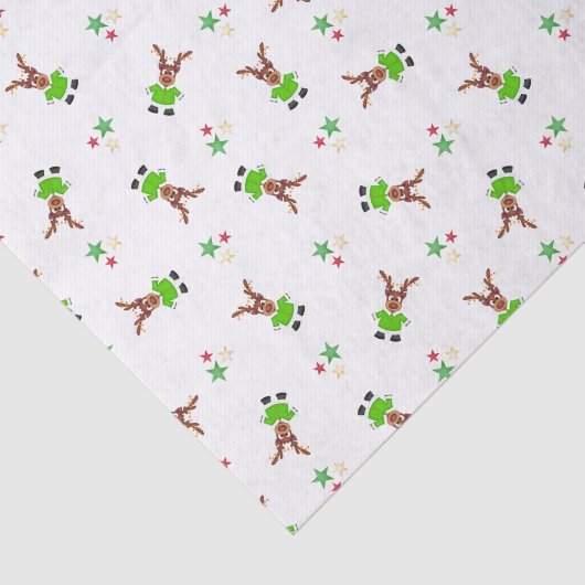 Feestelijk groen en goud Kasky Kerstrendier Tissuepapier (Detail)