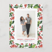Feestelijk groen en winterbessen foto kerst feestdagenkaart (Voorkant)