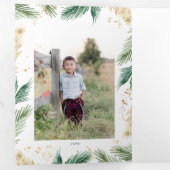 Feestelijk groen Goud Kerstmis Foto Gevouwen Kaart (Binnenzijde eerst)