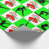 FEESTELIJK GROEN GYMNASTIEK KERSTONTWERP CADEAUPAPIER (Hoek)
